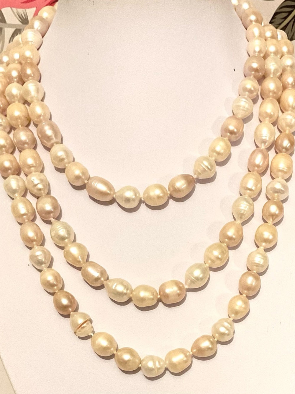 Vintage Continuous Multi-Color Baroque Freshwater Pearl Rope 56”